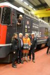 Die Projektgruppe RHÆTIA mit (v.l.n.r.) Michaela Rapp, Armin Brüngger, Reto Mark und Fredy Pfister, Christian Meyer (in der Lok)