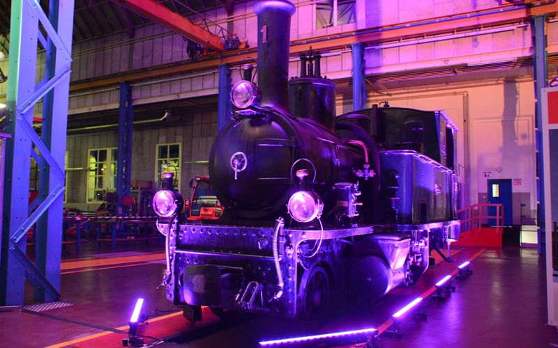 125 Jahre RhB (2014) und die RHÆTIA in der Hauptwerkstätte der RhB in Landquart